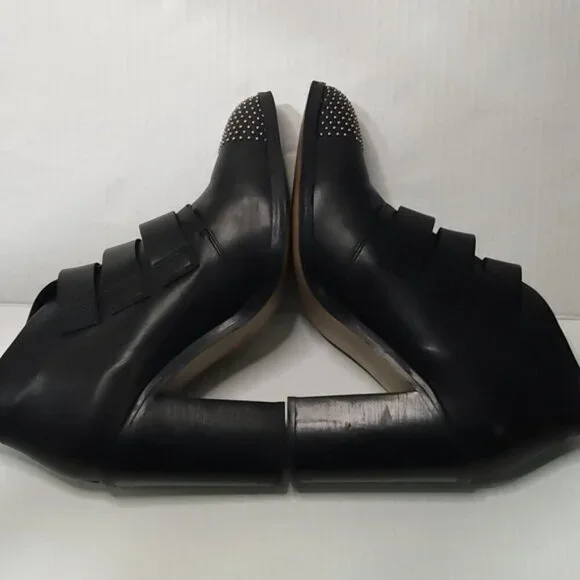L'Intervalle Black Leather Strap Studded Heeled Boots sz 40 - Picture 5 of 15